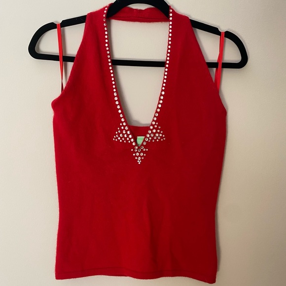 Red Sweater Halter Top - Picture 1 of 4